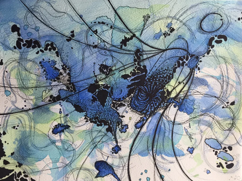 NO TITLE , 2017, Water Color, Ink on paper, 11 x 15 inches by Jisoo Marcy Klatt