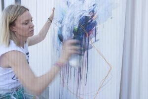Abstract Painter Rebecca Youssef in her studio