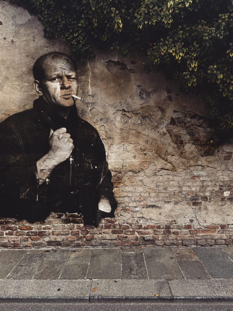 Jackson Pollock October 2025 by Street Artist Beast. Jackson Pollock appearing within a fractured surface, highlighting the tension between artistic rupture and endurance.