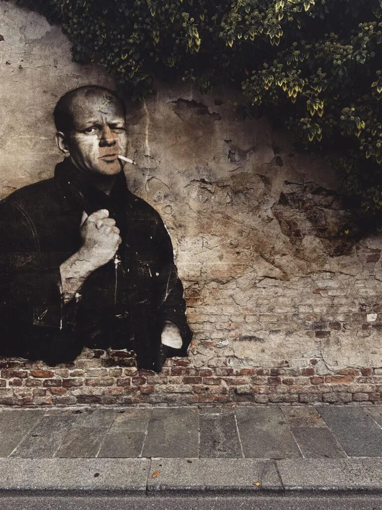 Jackson Pollock October 2025 by Street Artist Beast. Jackson Pollock appearing within a fractured surface, highlighting the tension between artistic rupture and endurance.