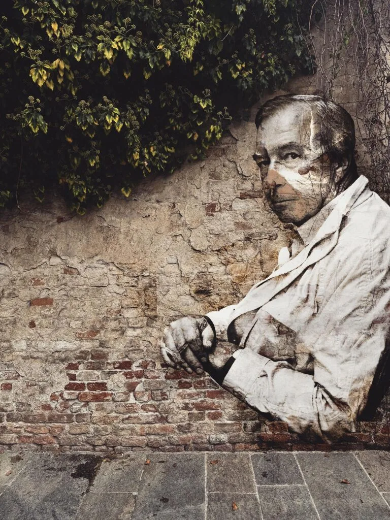 Jasper Johns October 2025 by Street Artist Beast. Jasper Johns merged with the wall itself, emphasizing process, surface, and materiality.