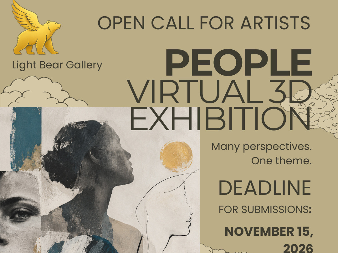 Light Bear Gallery PEOPLE virtual 3D exhibition open-call poster, with a submission deadline of 15 November 2026.